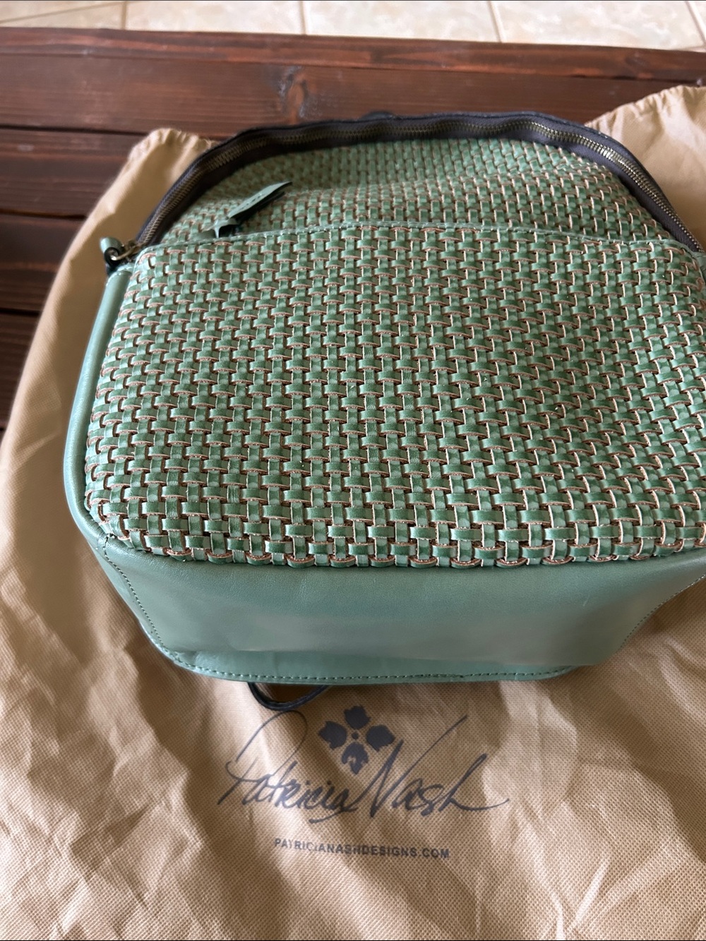 Patricia Nash Turi Mint Woven Leather Backpack Crossbody- L19